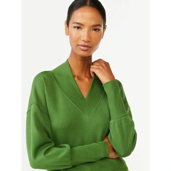 Scoop Women's Scuba Knit V-Neck Sweatshirt size L - Picture 8 of 9